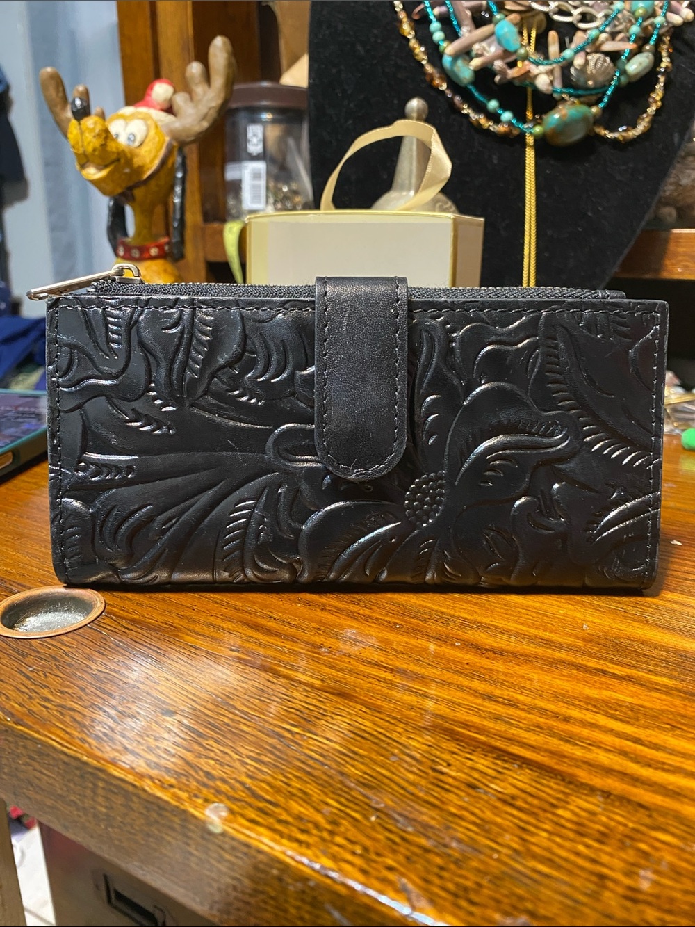 Patricia Nash Women's tooled black Leather Bifold Wallet